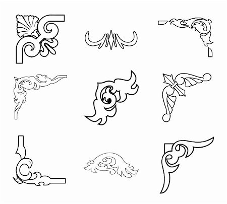 decorative line on border on paper - Corner ornament elements vintage set. Vector illustration Stock Photo - Budget Royalty-Free & Subscription, Code: 400-05248546