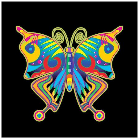 simsearch:400-05248630,k - Abstract butterfly vector illustration poster template on black background Stock Photo - Budget Royalty-Free & Subscription, Code: 400-05248630