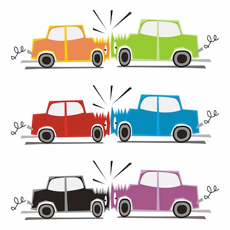 pilgrimartworks (artist) - fully editable vector illustration of two cars crash Fotografie stock - Microstock e Abbonamento, Codice: 400-05248788