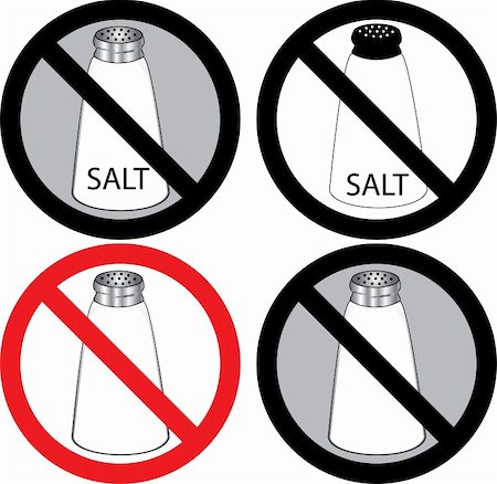 Vector Illustration of four no salt signs. Foto de stock - Super Valor sin royalties y Suscripción, Código: 400-05249239