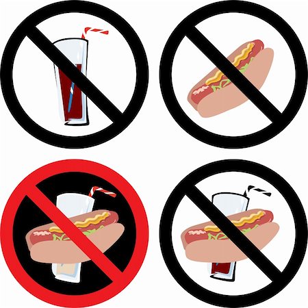 Vector Illustration of four No Food or Drink Signs. See my others in this series. Foto de stock - Super Valor sin royalties y Suscripción, Código: 400-05249231