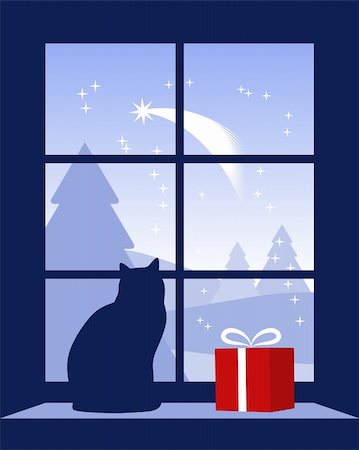 simsearch:854-03538987,k - vector Christmas comet outside window, Adobe Illustrator 8 format Foto de stock - Super Valor sin royalties y Suscripción, Código: 400-05249335