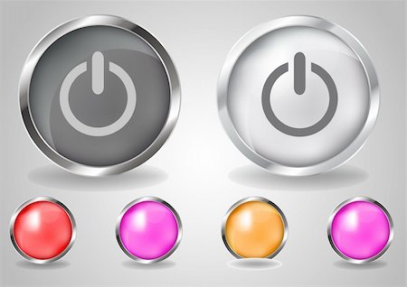 simsearch:400-04657894,k - glossy buttons with power symbol on white Stock Photo - Budget Royalty-Free & Subscription, Code: 400-05249429