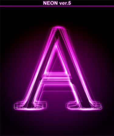 power letters - Glowing neon letter on black background. Letter A. (Full font in portfolio. Search by "neon pink font".) Stock Photo - Budget Royalty-Free & Subscription, Code: 400-05249697