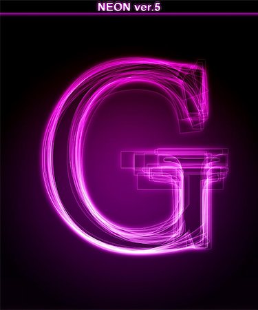 simsearch:400-04219144,k - Glowing neon letter on black background. Letter G. (Full font in portfolio. Search by "neon pink font".) Stock Photo - Budget Royalty-Free & Subscription, Code: 400-05249703