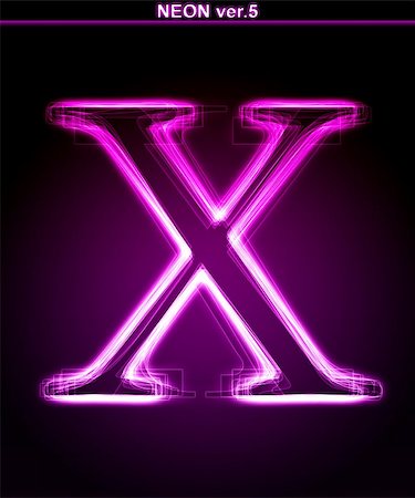 simsearch:400-04219144,k - Glowing neon letter on black background. Letter X. (Full font in portfolio. Search by "neon pink font".) Stock Photo - Budget Royalty-Free & Subscription, Code: 400-05249720