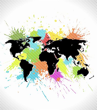 World map background. Vector illustration in grunge style. Stock Photo - Budget Royalty-Free & Subscription, Code: 400-05249882