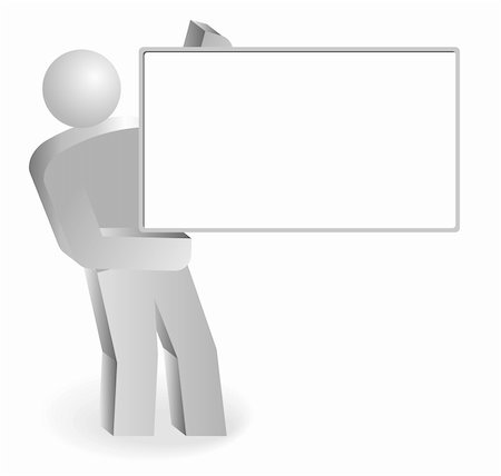 sales person with a tablet - Man with empty board. Modern vector illustration. Holding blank sign. Stock Photo - Budget Royalty-Free & Subscription, Code: 400-05249890