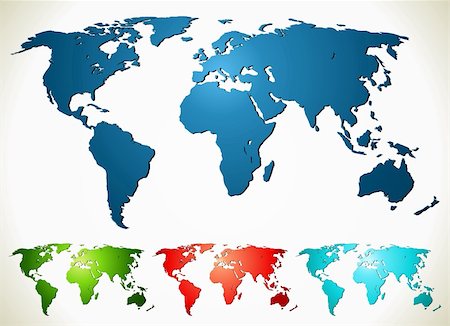 World map. Vector illustration in different color. Stock Photo - Budget Royalty-Free & Subscription, Code: 400-05249892
