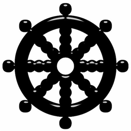 shakti - 3d Buddhism symbol Wheel of Dharma isolated in white Stock Photo - Budget Royalty-Free & Subscription, Code: 400-05240233