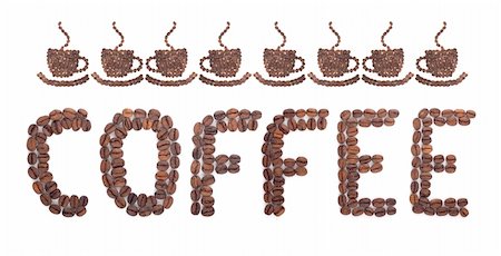 simsearch:400-04411618,k - Coffee word made of beans on white background Stock Photo - Budget Royalty-Free & Subscription, Code: 400-05240318
