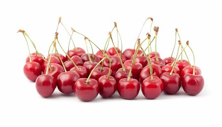 simsearch:400-08705784,k - Red cherries isolated on a white background Foto de stock - Royalty-Free Super Valor e Assinatura, Número: 400-05240328