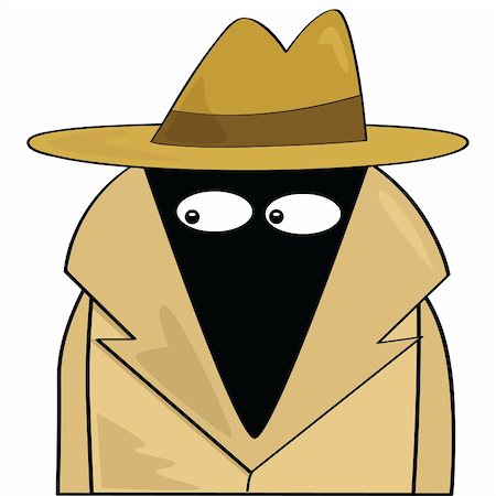 simsearch:400-07316542,k - Cartoon illustration of a spy wearing a hat and trenchcoat Stock Photo - Budget Royalty-Free & Subscription, Code: 400-05240339