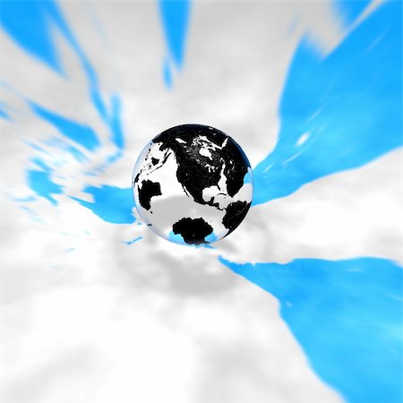 Glass Earth with shadow and blue mark of continent Stock Photo - Budget Royalty-Free & Subscription, Code: 400-05240394