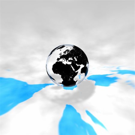 Glass Earth with shadow and blue mark of continent Stock Photo - Budget Royalty-Free & Subscription, Code: 400-05240395