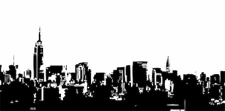 dirty city - Grungy urban city scene silhouette. Vector illustration Stock Photo - Budget Royalty-Free & Subscription, Code: 400-05240492