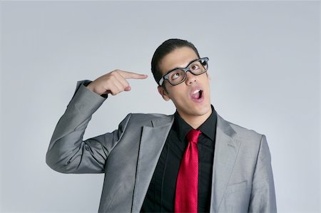 simsearch:400-04382028,k - Businessman crazy with funny glasses and suit on gray background Photographie de stock - Aubaine LD & Abonnement, Code: 400-05240734