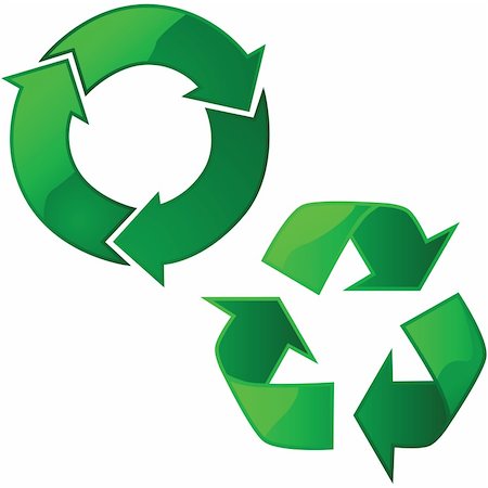 recycle energy conservation - Illustration of two glossy recycling signs Stock Photo - Budget Royalty-Free & Subscription, Code: 400-05241000