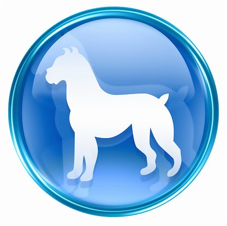 Dog Zodiac icon blue, isolated on white background. Stock Photo - Budget Royalty-Free & Subscription, Code: 400-05241488