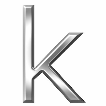 3d silver letter k isolated in white Stock Photo - Budget Royalty-Free & Subscription, Code: 400-05241524