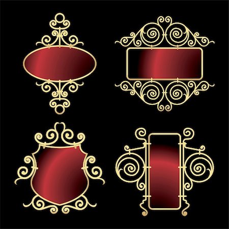 golden wrought iron frames - vector illustration Stock Photo - Budget Royalty-Free & Subscription, Code: 400-05241697