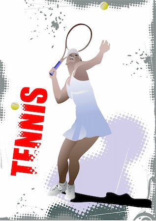 simsearch:400-05721851,k - Tennis player poster. Colored Vector illustration for designers Foto de stock - Super Valor sin royalties y Suscripción, Código: 400-05242299