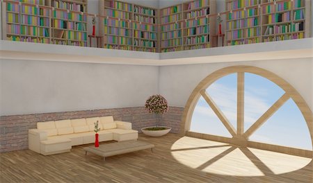 simsearch:400-07892349,k - Interior of an apartment with rounded windows Photographie de stock - Aubaine LD & Abonnement, Code: 400-05242350