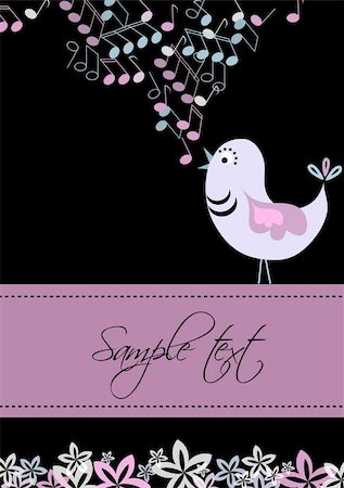 simsearch:400-05737322,k - Card template with bird and tunes design, vector Stock Photo - Budget Royalty-Free & Subscription, Code: 400-05242363