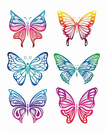 Set of many colorful butterfly Stock Photo - Budget Royalty-Free & Subscription, Code: 400-05242379