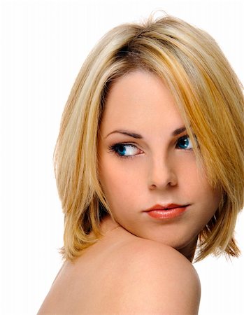 Attractive young blonde girl poses for beauty portraits isolated on white Foto de stock - Super Valor sin royalties y Suscripción, Código: 400-05242692