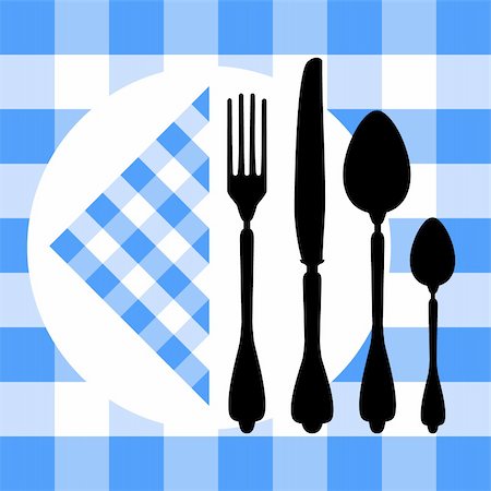 restaurant in blue with table setting - Vector illustration of  cutlery, design for food concept. Full scalable vector graphic included Eps v8 and 300 dpi JPG. Stock Photo - Budget Royalty-Free & Subscription, Code: 400-05242743