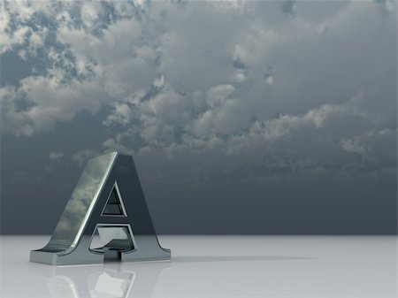 simsearch:400-08733500,k - metal uppercase letter a under dark cloudy sky - 3d illustration Stockbilder - Microstock & Abonnement, Bildnummer: 400-05242761