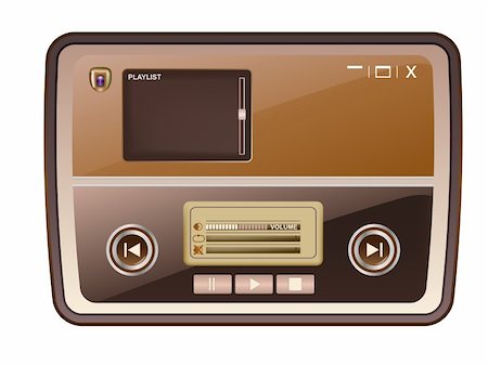 radio old images color - vector vintage radio audio media player skin Stock Photo - Budget Royalty-Free & Subscription, Code: 400-05242908