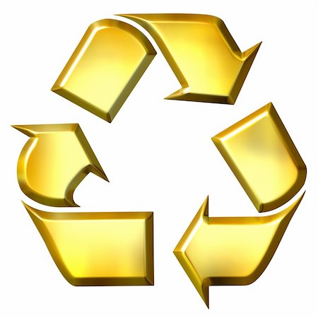 simsearch:400-04477233,k - 3d golden recycle symbol isolated in white Stock Photo - Budget Royalty-Free & Subscription, Code: 400-05242981