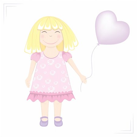 simsearch:400-04814756,k - A little girl on a white background, holding a balloon. Greeting card. Vector illustration. Foto de stock - Super Valor sin royalties y Suscripción, Código: 400-05243007