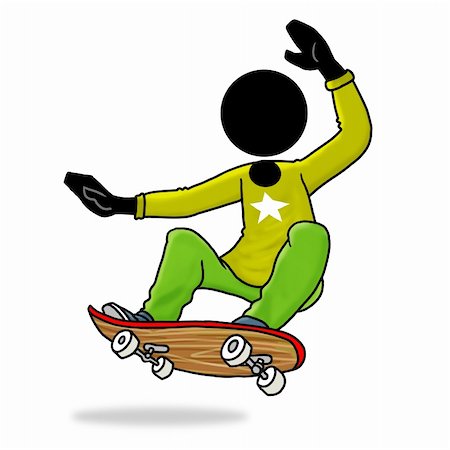 extreme sport clipart - Cartoon sport action icon of man playing skateboard. Stock Photo - Budget Royalty-Free & Subscription, Code: 400-05243016