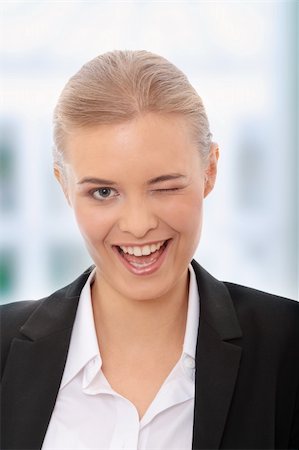 simsearch:400-04351235,k - Businesswoman with big smile blinking. Foto de stock - Super Valor sin royalties y Suscripción, Código: 400-05243398