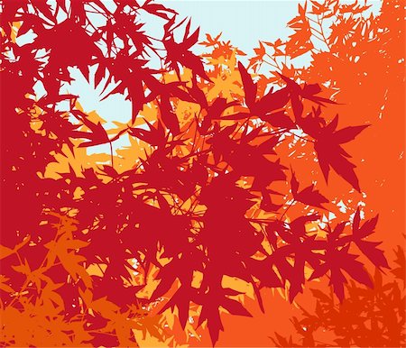 Colorful landscape of automn foliage - Vector illustration. The different graphics are on separate layers so they can easily be moved or edited individually Stock Photo - Budget Royalty-Free & Subscription, Code: 400-05243730