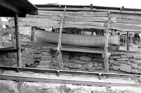 simsearch:400-04621473,k - Escalo Formentera boat stranded wooden rails Balearic Islands Photographie de stock - Aubaine LD & Abonnement, Code: 400-05254299