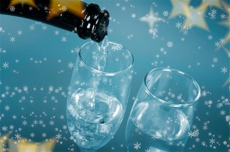 New year party with champagne glasses Stock Photo - Budget Royalty-Free & Subscription, Code: 400-05254453