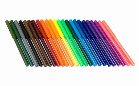 Colored felt tip pens in a row on white background Photographie de stock - Aubaine LD & Abonnement, Code: 400-05254592