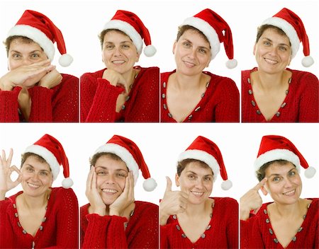 woman in a Santa Claus hat on white background Foto de stock - Super Valor sin royalties y Suscripción, Código: 400-05254660