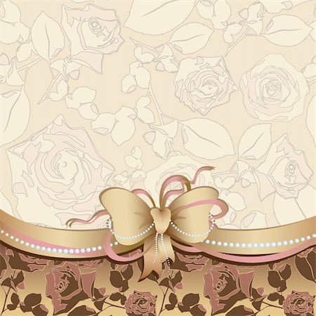 flower border design of rose - floral background with bow, this  illustration may be useful  as designer work Stock Photo - Budget Royalty-Free & Subscription, Code: 400-05255786