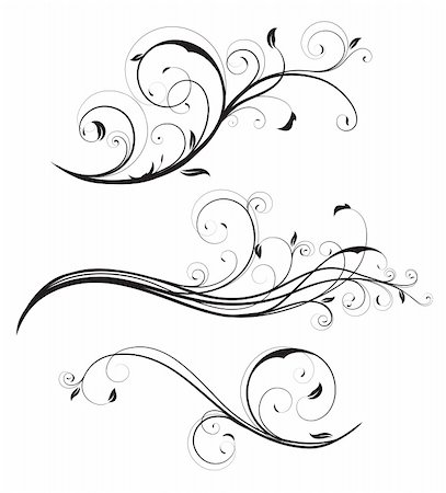 simsearch:400-04839001,k - Vector illustration set of swirling flourishes decorative floral elements Stock Photo - Budget Royalty-Free & Subscription, Code: 400-05255862