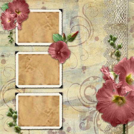 simsearch:400-06557550,k - Vintage background with frames and flowers Stock Photo - Budget Royalty-Free & Subscription, Code: 400-05255937