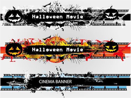 designs for background black and white colors - Grunge banners set for Halloween and plain cinema banner with five colors Stock Photo - Budget Royalty-Free & Subscription, Code: 400-05256158