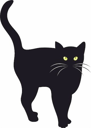 Illustration of a black cat with green eyes. Ideal for conveying any Halloween or witch related concept. Stock Photo - Budget Royalty-Free & Subscription, Code: 400-05256361