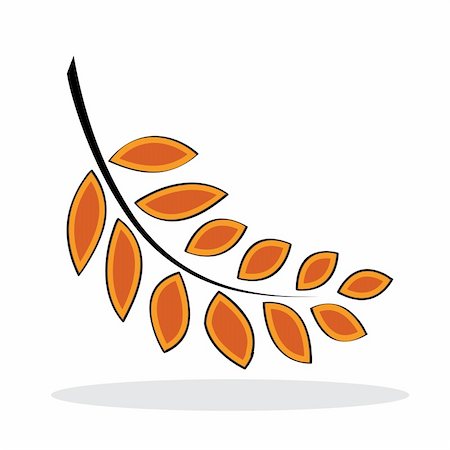 Orange leaf with grey shadow. Autumnal icon. Vector illustration Stock Photo - Budget Royalty-Free & Subscription, Code: 400-05256623