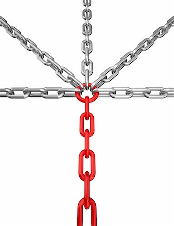3d illustration of a silver and red chain - isolated on white - conceptual image Stock Photo - Budget Royalty-Free & Subscription, Code: 400-05256856