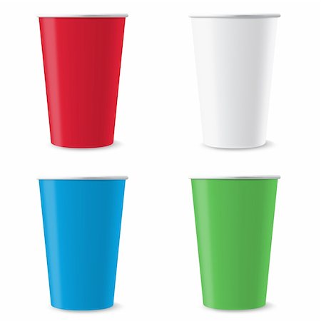 Four disposable empty colorful cups Stock Photo - Budget Royalty-Free & Subscription, Code: 400-05257012